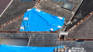Magnolia TX roof showing hail damage on shingles after a storm